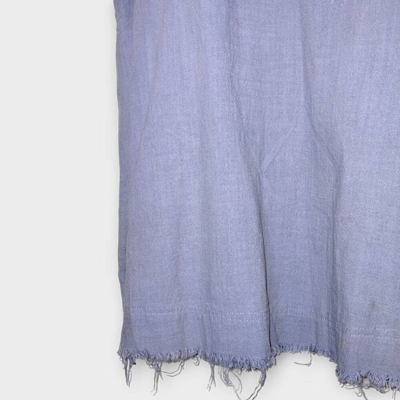 Umgee Womens Dress Sz Medium Blue Chambray Raw Edges Pockets Cottagecore Casual - Picture 5 of 14